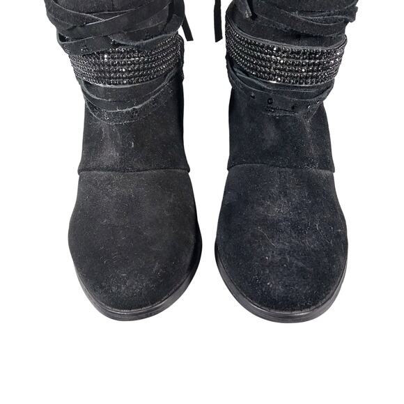 NAUGHTY MONKEY! BLACK GENUINE LEATHER WESTERN TRIPLE ANKLE WRAP BOOTS! SZ 7.5M - Picture 3 of 10